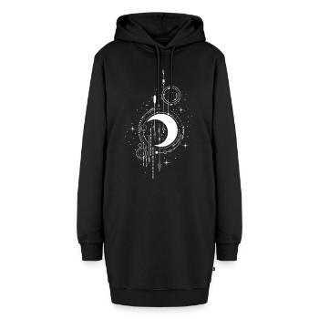 Mystisches Design: Halbmond und Sterne für Wicca - Hoodie-Kleid - Schwarz - Vorne - AI Model Female 172 light (172cm)
