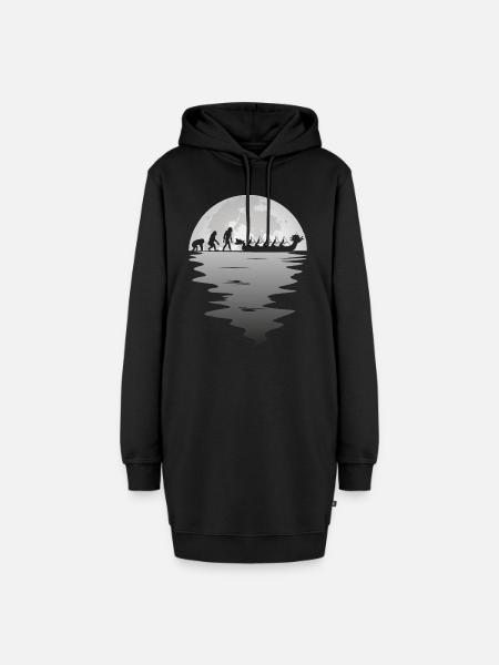 Drachenboot Mond Paddel Paddler Team Evolution - Hoodie-Kleid - Schwarz