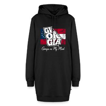 Georgien auf meinem Kopf - Slogan von GA - Hoodie-Kleid - Schwarz - Vorne - AI Model Female 172 light (172cm)