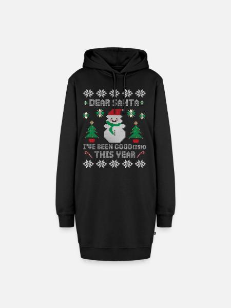 Weihnachten Artig Ugly Christmas Sweater - Hoodie-Kleid - Schwarz