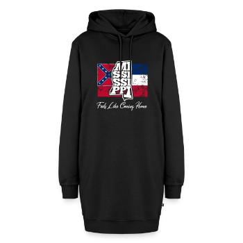 Feels like coming home - Slogan von MS - Hoodie-Kleid - Schwarz - Vorne - AI Model Female 172 light (172cm)