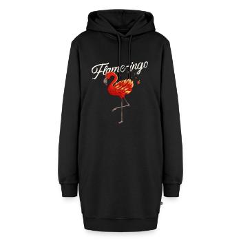 Ein Flamingo in Flammen ist ein Flame-Ingo - Hoodie-Kleid - Schwarz - Vorne - AI Model Female 172 light (172cm)