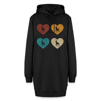 Zwergpinscher Rehpinscher - Hoodie-Kleid - Schwarz - Vorne - AI Model Female 172 light (172cm)