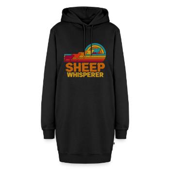 A sheep whisperer is an expert for these cute wool - Hoodie-Kleid - Schwarz - Vorne - AI Model Female 172 light (172cm)