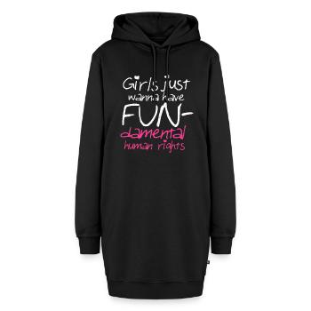 Girls just want to have fundamental human rights! - Hoodie-Kleid - Schwarz - Vorne - AI Model Female 172 light (172cm)
