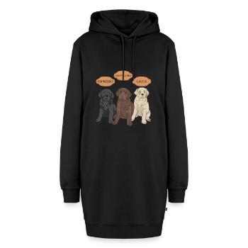 What's your Labrador color ? Espresso, cappuccino - Hoodie-Kleid - Schwarz - Vorne - AI Model Female 172 light (172cm)