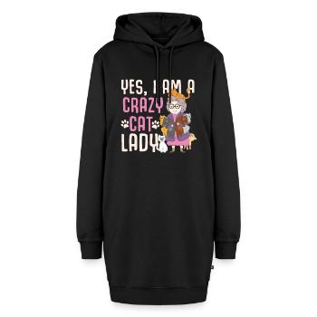 Yes, I am a crazy cat lady and my husband a crazy - Hoodie-Kleid - Schwarz - Vorne - AI Model Female 172 light (172cm)