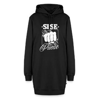 Si se puede-yes we can chicano style, Latinos can - Hoodie-Kleid - Schwarz - Vorne - AI Model Female 172 light (172cm)