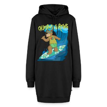 Summer feeling Californian shaka bear surfs the - Hoodie-Kleid - Schwarz - Vorne - AI Model Female 172 light (172cm)