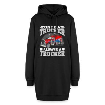Once a Trucker, Always a Trucker - Hoodie-Kleid - Schwarz - Vorne - AI Model Female 172 light (172cm)