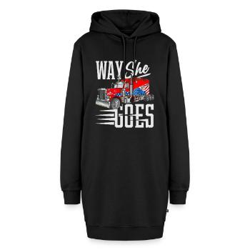 Way she goes. Truck with the American flag. - Hoodie-Kleid - Schwarz - Vorne - AI Model Female 172 light (172cm)