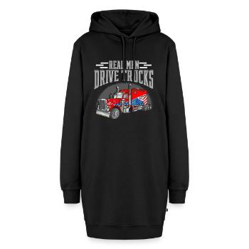 Real men drive trucks. Design for truck drivers - Hoodie-Kleid - Schwarz - Vorne - AI Model Female 172 light (172cm)