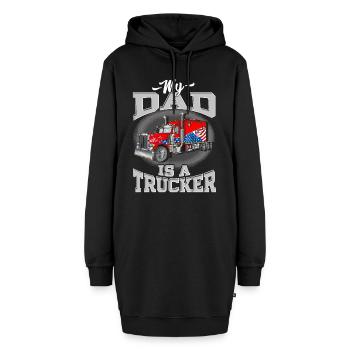 I'm a proud son of an American truck driver - Hoodie-Kleid - Schwarz - Vorne - AI Model Female 172 light (172cm)