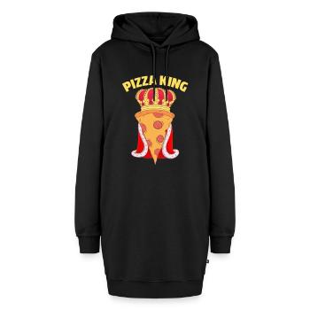 Pizza King. Pizza with crown and cape. - Hoodie-Kleid - Schwarz - Vorne - AI Model Female 172 light (172cm)