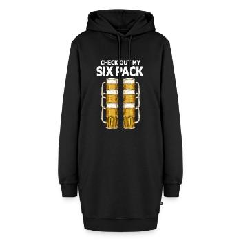 Beer version. Check - Out My Six-Pack. - Hoodie-Kleid - Schwarz - Vorne - AI Model Female 172 light (172cm)