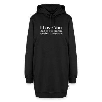 I love you. And by you I mean Spaghetti Carbonara. - Hoodie-Kleid - Schwarz - Vorne - AI Model Female 172 light (172cm)