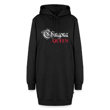 Chingona queen. - Hoodie-Kleid - Schwarz - Vorne - AI Model Female 172 light (172cm)
