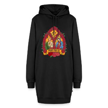 St. Jude Thaddeus and Our Lady of Guadalupe - Hoodie-Kleid - Schwarz - Vorne - AI Model Female 172 light (172cm)
