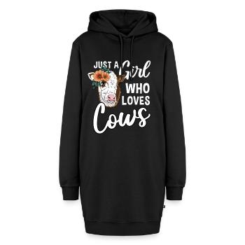 Just A Girl Who Loves Cows. - Hoodie-Kleid - Schwarz - Vorne - AI Model Female 172 light (172cm)