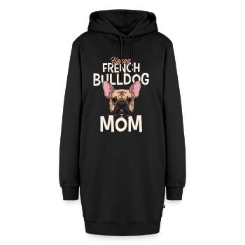 Happy French Bulldog Mom - Hoodie-Kleid - Schwarz - Vorne - AI Model Female 172 light (172cm)