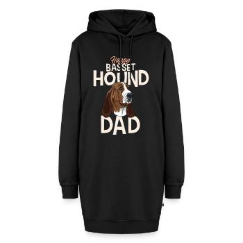 Happy Basset-Hound Dad - Hoodie-Kleid - Schwarz - Vorne - AI Model Female 172 light (172cm)