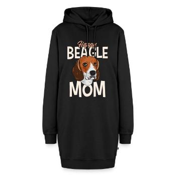 Happy Beagle Mom - Hoodie-Kleid - Schwarz - Vorne - AI Model Female 172 light (172cm)