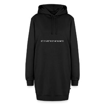 Dresden Koordinaten - Hoodie-Kleid - Schwarz - Vorne - AI Model Female 172 light (172cm)