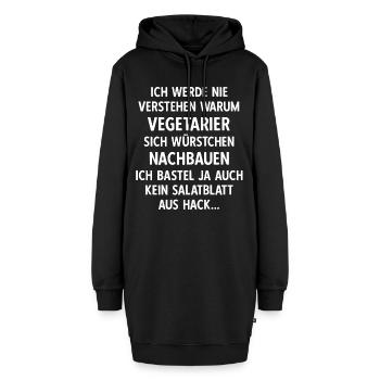 Vegetarier Würstchen I Anti Vegan Fleischesser - Hoodie-Kleid - Schwarz - Vorne - AI Model Female 172 light (172cm)