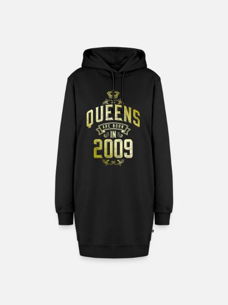 Queens born in 2009 - Hoodie-Kleid - Schwarz