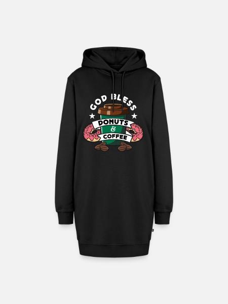 Coffee & Doughnuts God Bless Donuts & Breakfast - Hoodie-Kleid - Schwarz