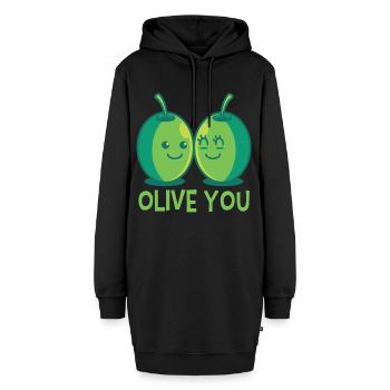 Oliven Liebe - Hoodie-Kleid - Schwarz - Vorne - AI Model Female 172 light (172cm)