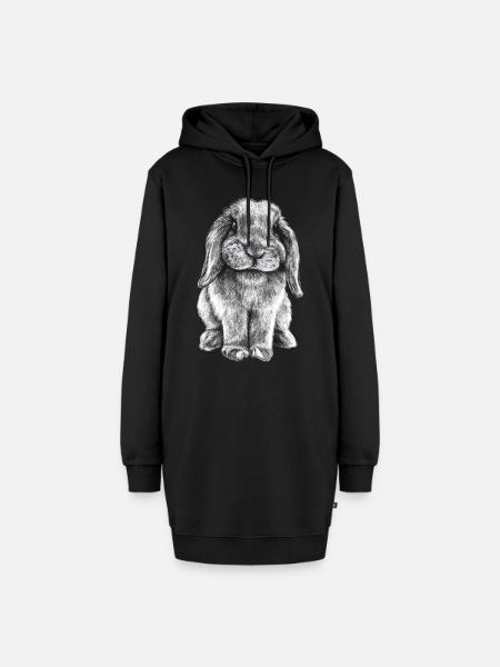 Widder Kaninchen - Hoodie-Kleid - Schwarz