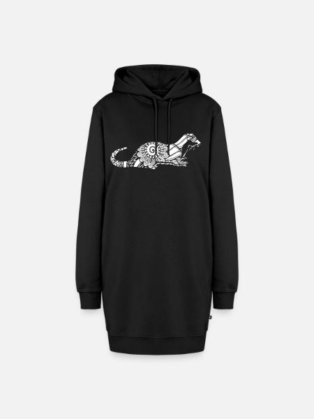 Otter Otter Blumenmuster - Hoodie-Kleid - Schwarz