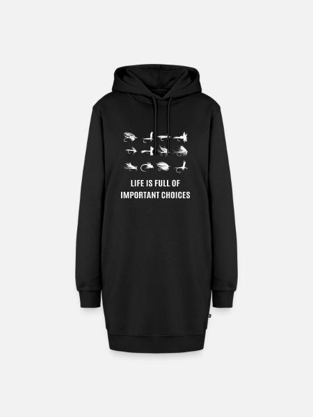 Fliegenfischen Design - Hoodie-Kleid - Schwarz