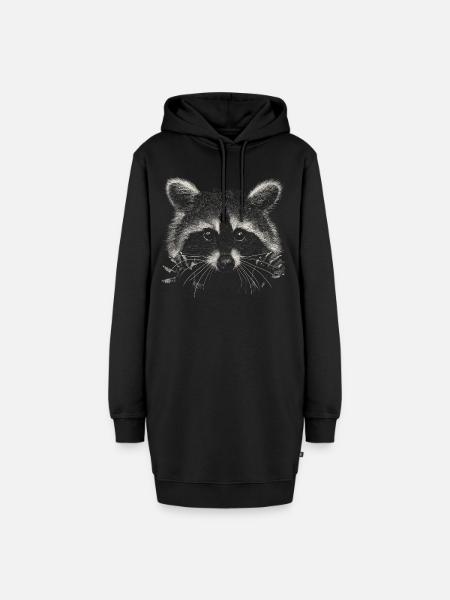 Waschbär - Hoodie-Kleid - Schwarz