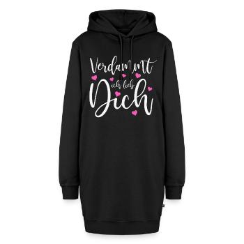 Verdammt ich lieb dich Liebe Schlager Sprüche - Hoodie-Kleid - Schwarz - Vorne - AI Model Female 172 light (172cm)