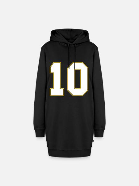 Zahl 10 im Sportoutfit - Hoodie-Kleid - Schwarz