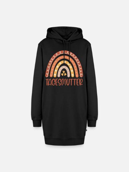 Tagesmutter Regenbogen - Hoodie-Kleid - Schwarz
