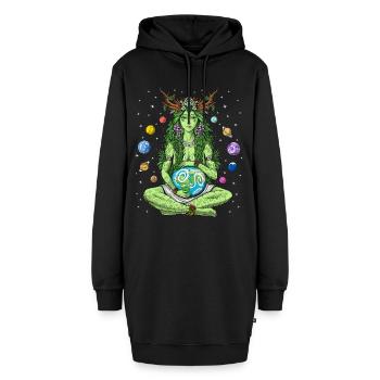 Göttin Gaia - Hoodie-Kleid - Schwarz - Vorne - AI Model Female 172 light (172cm)