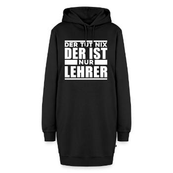 Lehrer - Hoodie-Kleid - Schwarz - Vorne - AI Model Female 172 light (172cm)