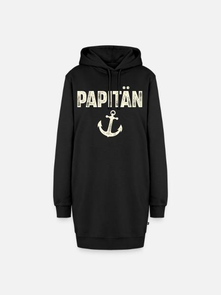 Papitän Kapitän Papa Vater Vatertag Segeln - Hoodie-Kleid - Schwarz