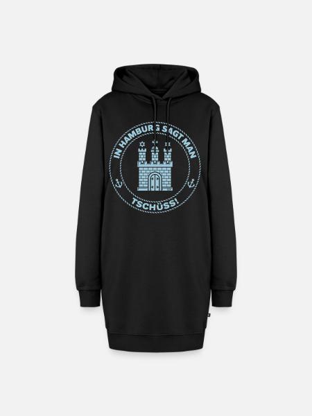 In Hamburg Sagt Man Tschüss! (Abschied / Sky Blue) - Hoodie-Kleid - Schwarz