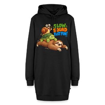 Slow Squad Fast Fun - Funny Slow Animals - Hoodie-Kleid - Schwarz - Vorne - AI Model Female 172 light (172cm)
