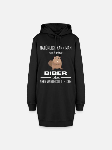 Biber Tier Tiere Geschenk - Hoodie-Kleid - Schwarz
