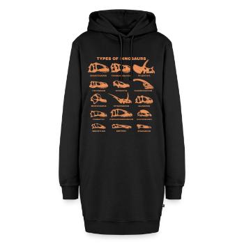 Dinosaurierarten Types of Dinosaurs - Hoodie-Kleid - Schwarz - Vorne - AI Model Female 172 light (172cm)