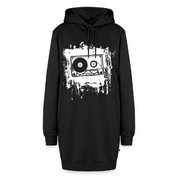 Kassette - Hoodie-Kleid - Schwarz - Vorne - AI Model Female 172 light (172cm)