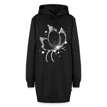 Schmetterling Schmetterling Blumenmuster - Hoodie-Kleid - Schwarz - Vorne - AI Model Female 172 light (172cm)