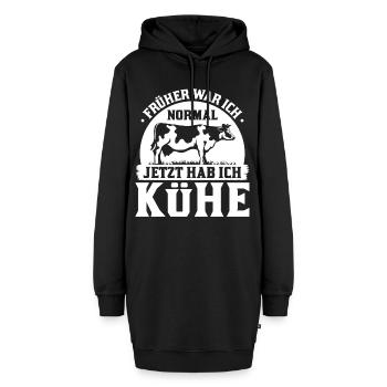 Bauer Spruch Früher War Ich Normal Kühe - Hoodie-Kleid - Schwarz - Vorne - AI Model Female 172 light (172cm)