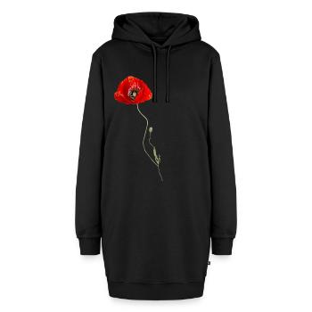 Mohnblume - Hoodie-Kleid - Schwarz - Vorne - AI Model Female 172 light (172cm)