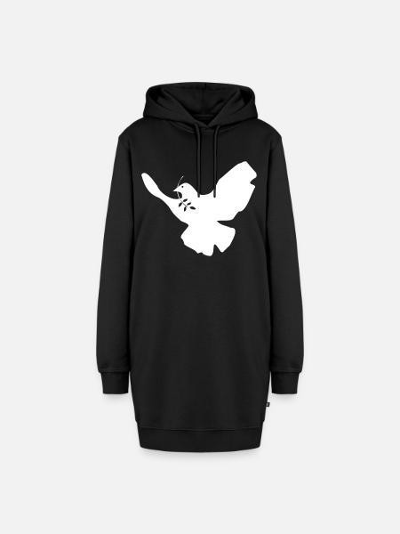 Friedenstaube - Hoodie-Kleid - Schwarz